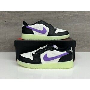 Nike Air Jordan 1 Low OG “Black Raspberry” Glow In The Dark Youth 7Y -HF0410 001